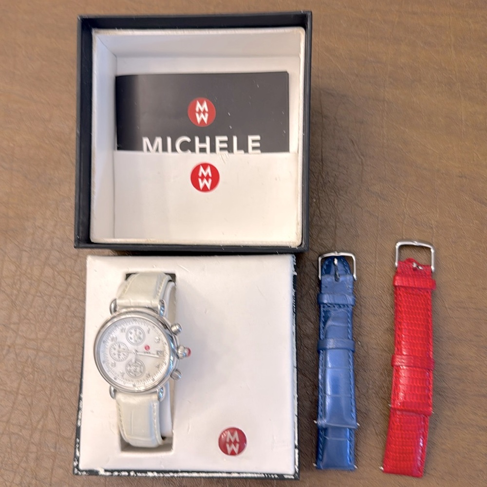 Michele Chronograph watch and 2 bands